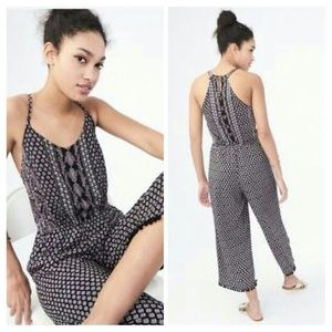 Aeropostale Batik Burgundy Crop Jumpsuit